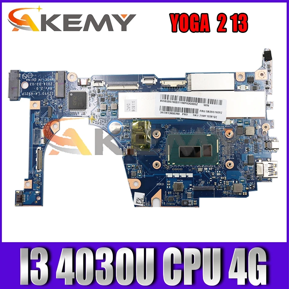 

Akemy прозрачная защита для экрана для Lenovo YOGA 2 13 ZIVY0 LA-A921P Материнская плата ноутбука процессор I3 4030U 4 gb Оперативная память 100% тесты работы FRU ...
