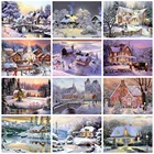 Полноразмерная алмазная живопись, Зимняя Вышивка крестиком, пейзаж, алмазная вышивка сделай сам, мозаика Стразы, домашний декор, искусство