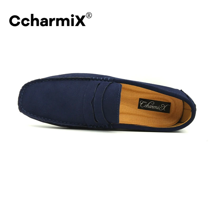 Мужские повседневные замшевые кожаные лоферы черные однотонные мокасины для