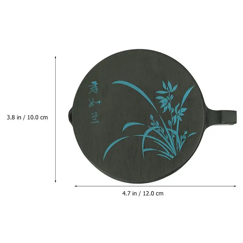 

4-Inch Fish-Shaped Orchid Inkstone Natural Rough Stone Ribs Student Calligraphy Ink Pond with Lid