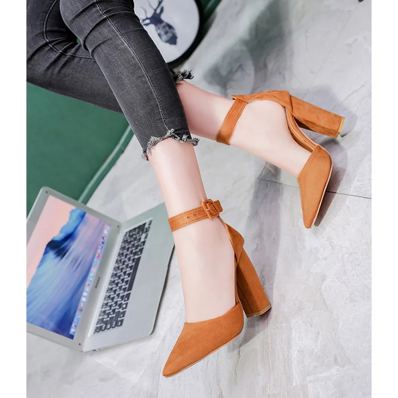 

Fashion Ladies High Heels Female Zapatos Mujer Pointed Toe Pumps Women Shoes Woman Party Ankle Strap Pumps 2021 Summer Sandals