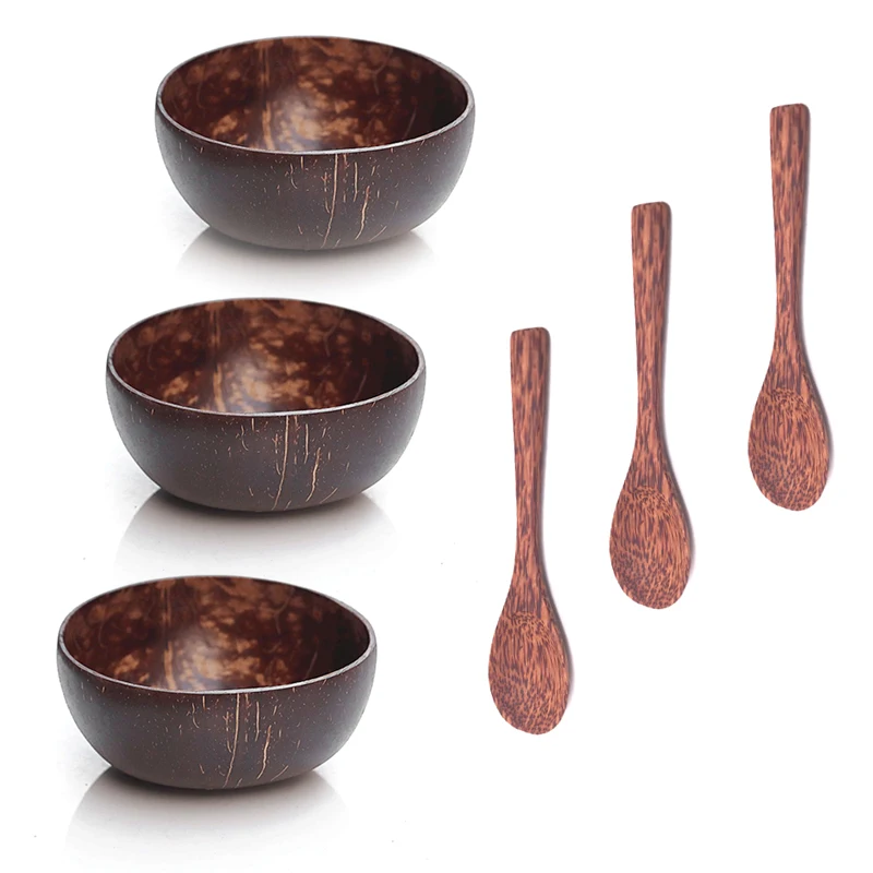 

Natural Coconut Bowl Protection Wooden Bowl Fruit Salad Decoration Handmade Creative Coconut Shell Bowl 12~15cm