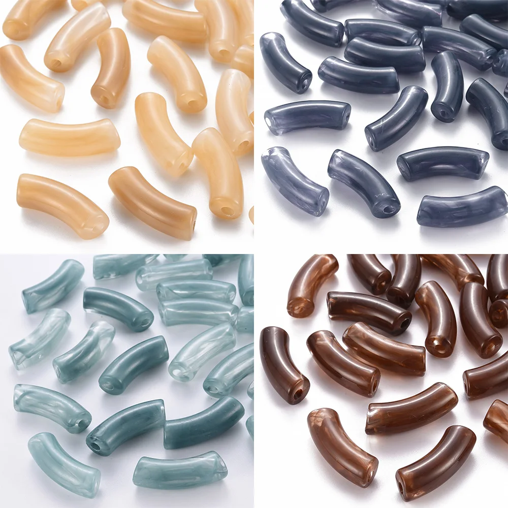 

About 148pcs Acrylic Curved Tube Beads Stretch Bracelets Bangles For DIY Beaded Charms Women Jewelry Making Accessories Fashion