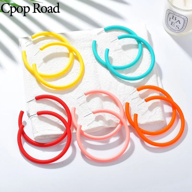 Cpop карамельный цвет серьги-кольца супер простые модные искусство панк уличный