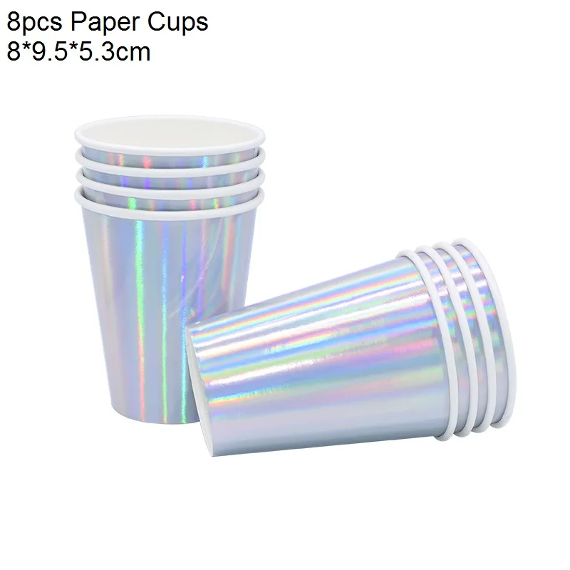 340-cups B04 Party Disposable Tableware Laser Paper Cups Plates for Wedding Birthday Baby Shower Festival Banquet Tableware Party Supplies - Цвет: 340-cups B04