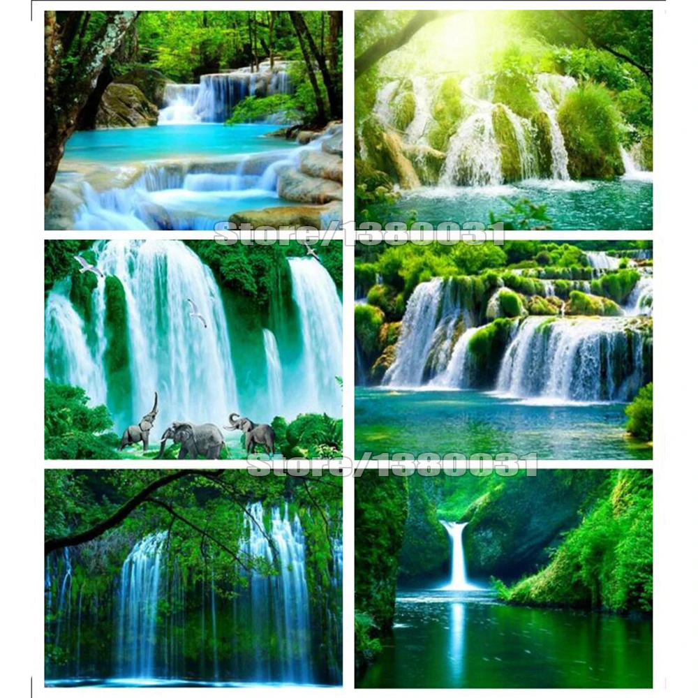 5D Алмазная живопись Водопад Ландшафт Полный квадратный сверловка Домашнее украшение Вышивка Картина Комплекты Искусства Рождественские подарки CC1631.