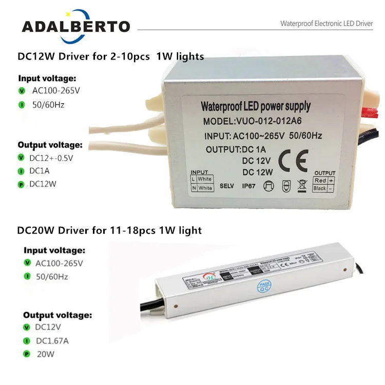 1W 12V Мини светодиодный прожектор IP65 Точечный светильник на потолок с фокусным