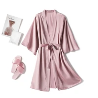 satin robe female intimate lingerie sleepwear silky bridal wedding gift casual kimono bathrobe gown nightgown sexy nightwear