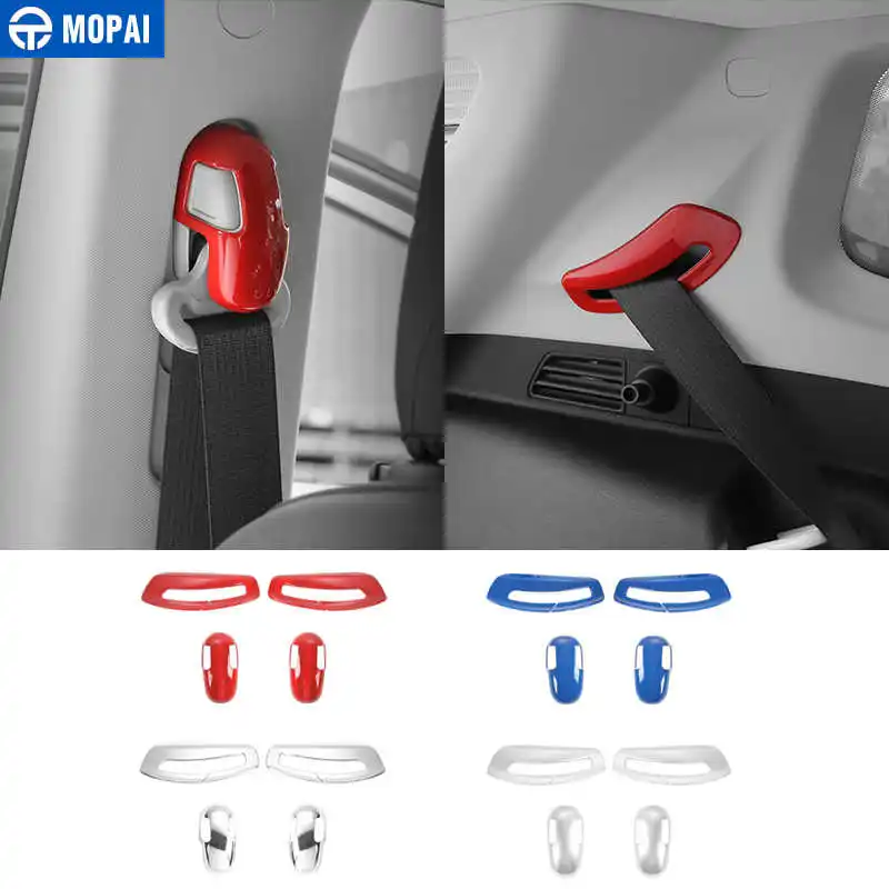 

MOPAI ABS Car Interior Seats Safety Belt Kits Button Decoration Trim Stickers for Jeep Compass 2017 Up Car Accessories Styling