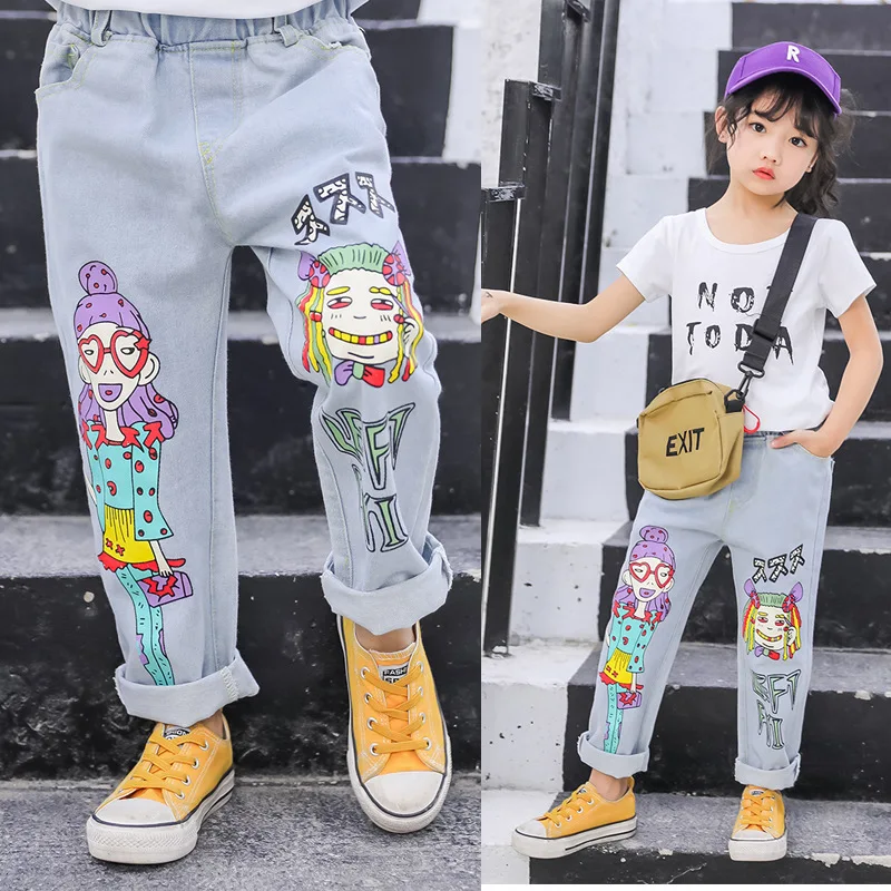 ZSIIBO джинсы для девочек с героями мультфильмов аниме Красивые хипстерские