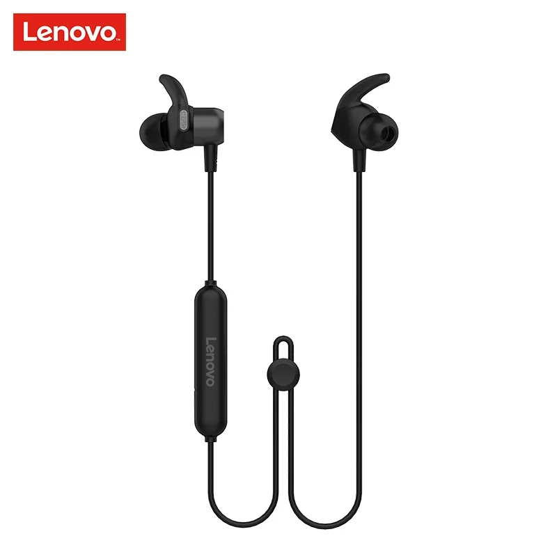 Black Lenovo HE16 Беспроводные спортивные стереонаушники Bluetooth 5,0 с защитой от пота, наушники с глубоким басом и микрофоном, наушники для тренировок и бега - Цвет: Black