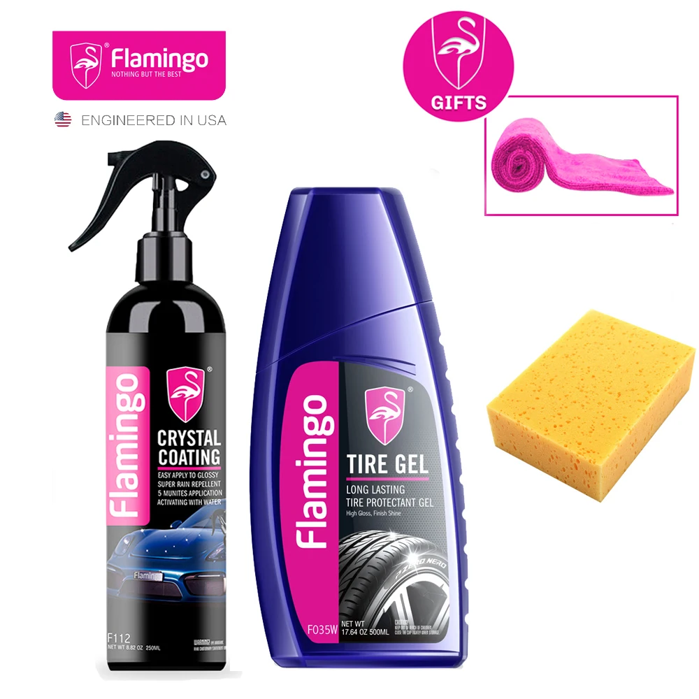 

Crystal Ceramic Car Coating and Tire Shine Protectant Gel Kit Long Lasting Paint Care Nano Coating High Gloss Shine Wax