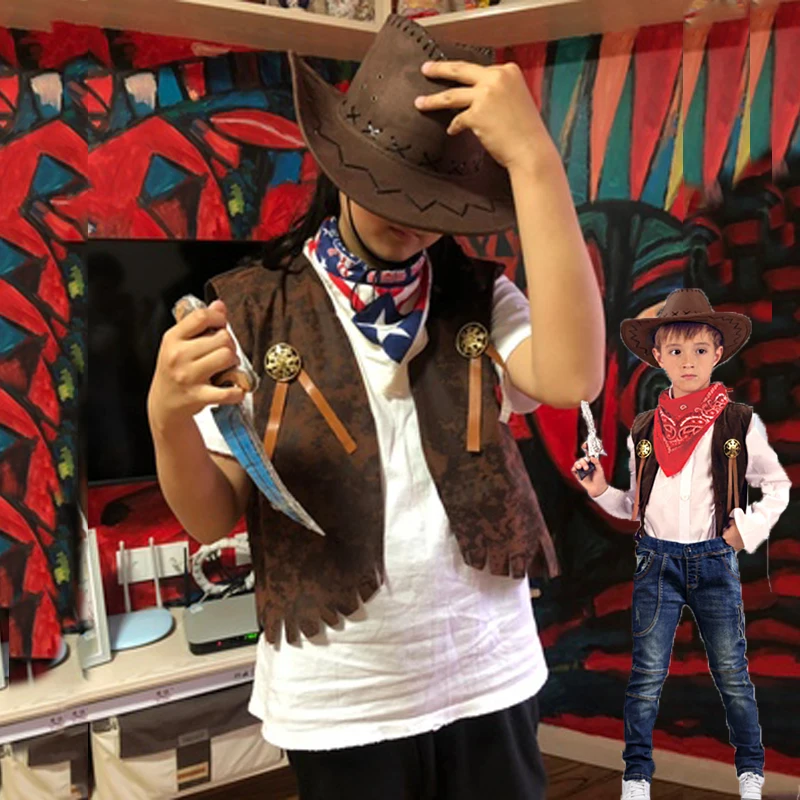 Костюмы на Хэллоуин карнавал вечерние ковбой косплей дети взрослые маскарадный