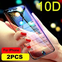 2pcs 10d protective glass for iphone 11 12 pro max 7 6s 8plus xs max xr glass for iphone 11pro max screen protector glass film