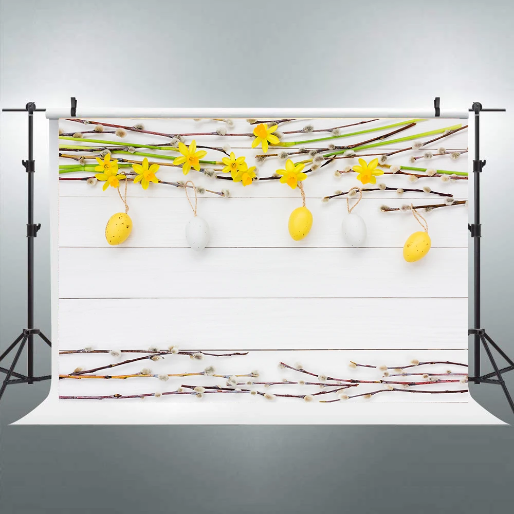 Пасхальный фон для фотосъемки в стиле день с изображением белого деревянного