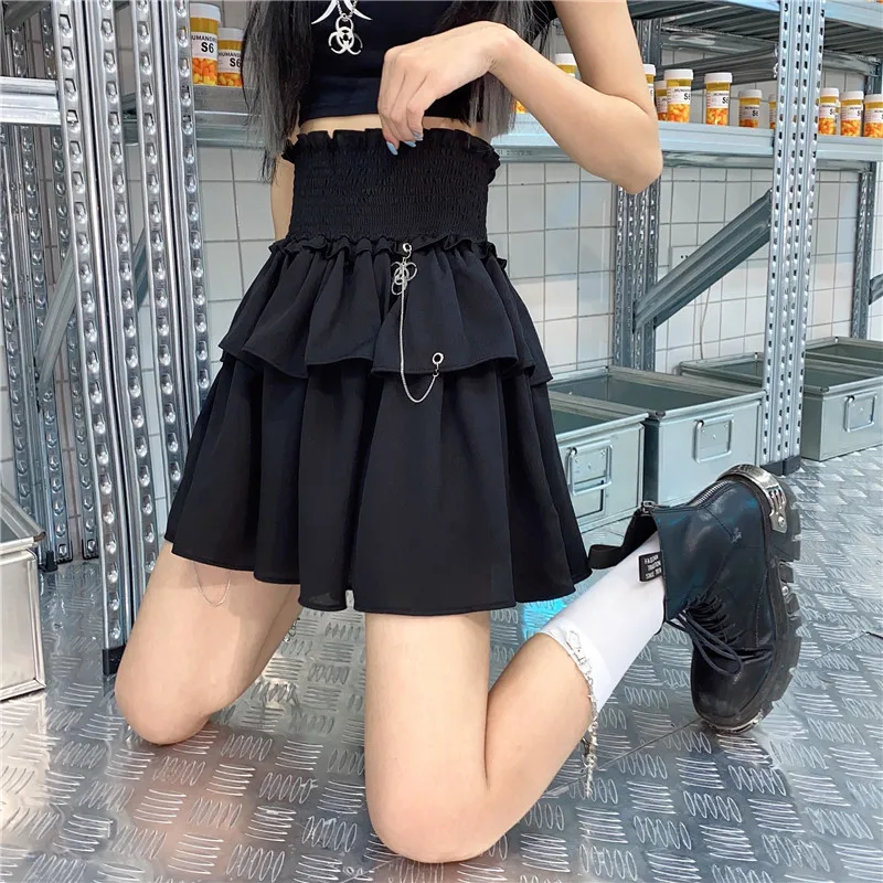 

fashion brand Women Clothes Skirt 2021 Summer Fashion Sweet ruffles ball gown High Waist Mini Skirts Korean Diablo Femme