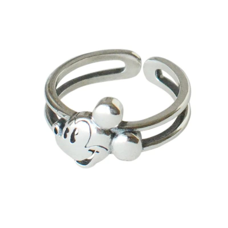 Женское кольцо с изображением ворот 925 пробы Серебряное Микки Мауса двойное