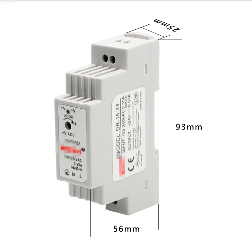 1PC DR-15 15W Single Output 5V 12V 15V 24V Din Rail Mounting Industrial Switching Power Supply Supplier