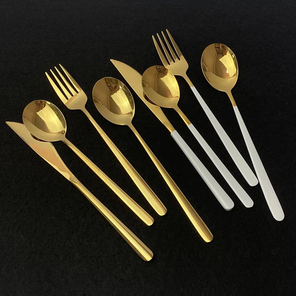 Набор столовых приборов из нержавеющей стали комплект 24 розового золота нож