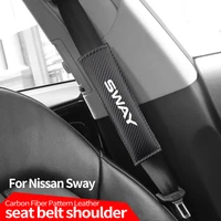 car interior accessories auto decoration shoulder seat belt cover case carbon fiber pattern leather 2pcs for nissan sway