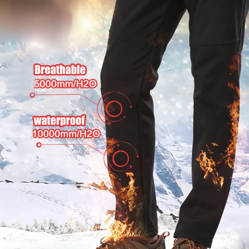 Спортивные брюки флисовые походные теплые мужские зимние ветрозащитные лыжные