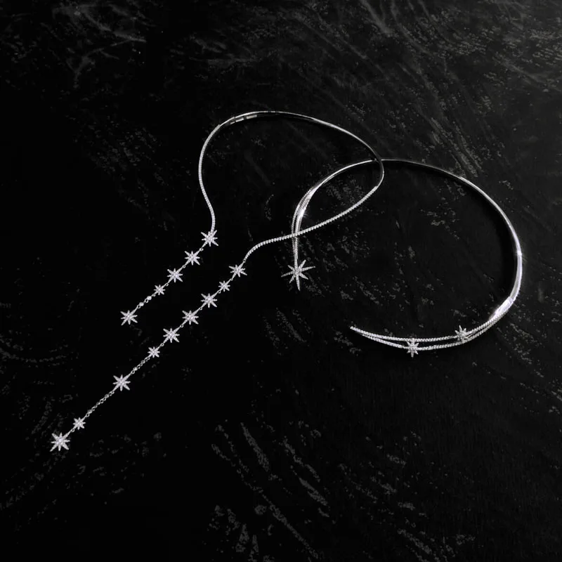 

Ожерелье из стерлингового серебра S925 пробы с шестиконечной звездой и инкрустированной бриллиантовой кисточкой, роскошное женское ожерель...