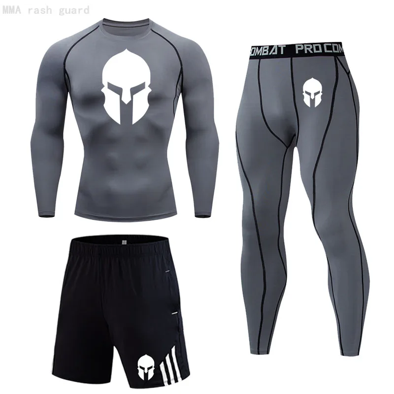 

Brand Men's Winter Clothing Sports Thermal underwear set Compression Skin Tights Long johns Mens Thermal 3 piece Sports suit Men