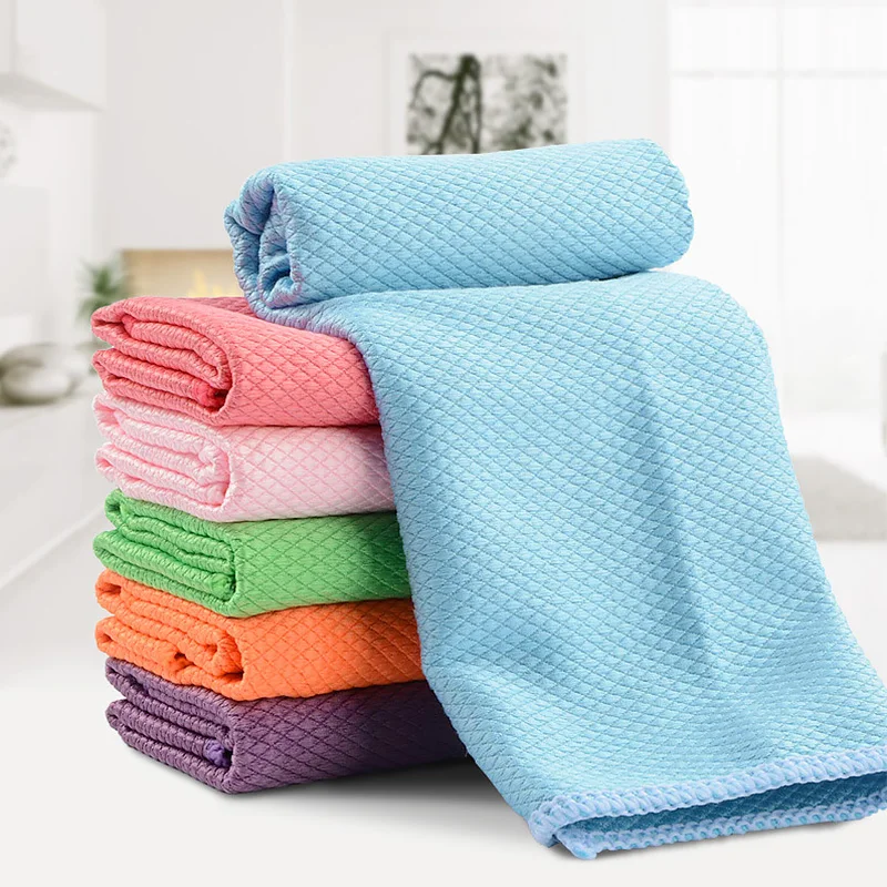 1PC 30*40cm Household Glass Window Cleaning Cloth Kitchen Absorbent Dishcloth Rags Washing Towel Scouring Pad | Дом и сад