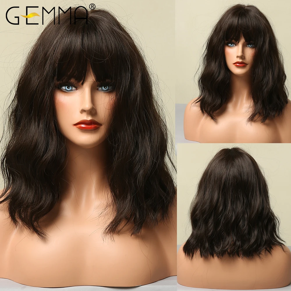 Синтетические парики GEMMA для косплея средние волнистые Темные Коричневые с