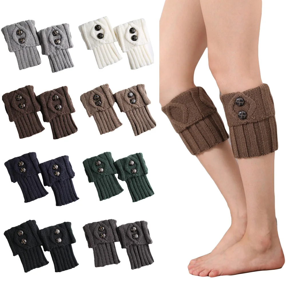 Женские ботинок с пуговицей носки манжетами мягкие зимние теплые гетры короткие