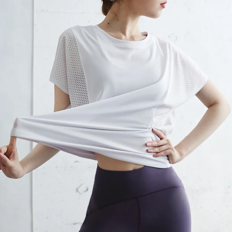 

Summer New Yoga Clothes Women's Short Sleeve Training T-shirt Quick-drying Jacket Fitness Clothes Running Sports Blouse 07JW481