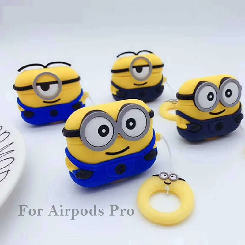 Силиконовый чехол с милыми миньонами для Apple AirPods Pro Bluetooth наушники защитный 3d