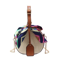 hisuely 2021 bohemian straw bags for women big circle beach handbags summer vintage rattan bag handmade kintted travel bags