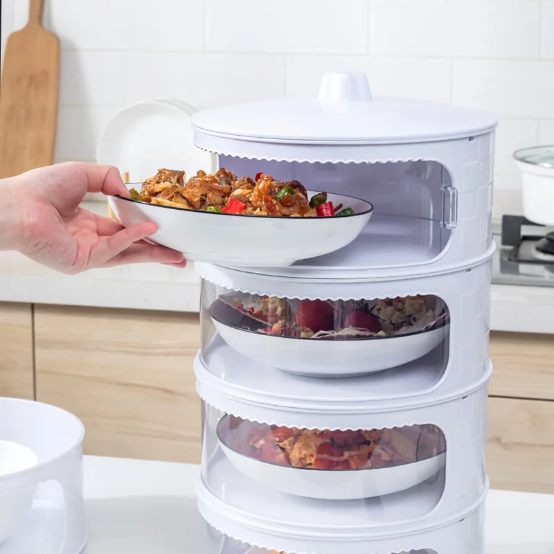 

New Plastic Insulated Food Cover Multi-layer Transparent Food Cover Kitchen Dustproof Food Storage Home Waterproof Storage Shelf