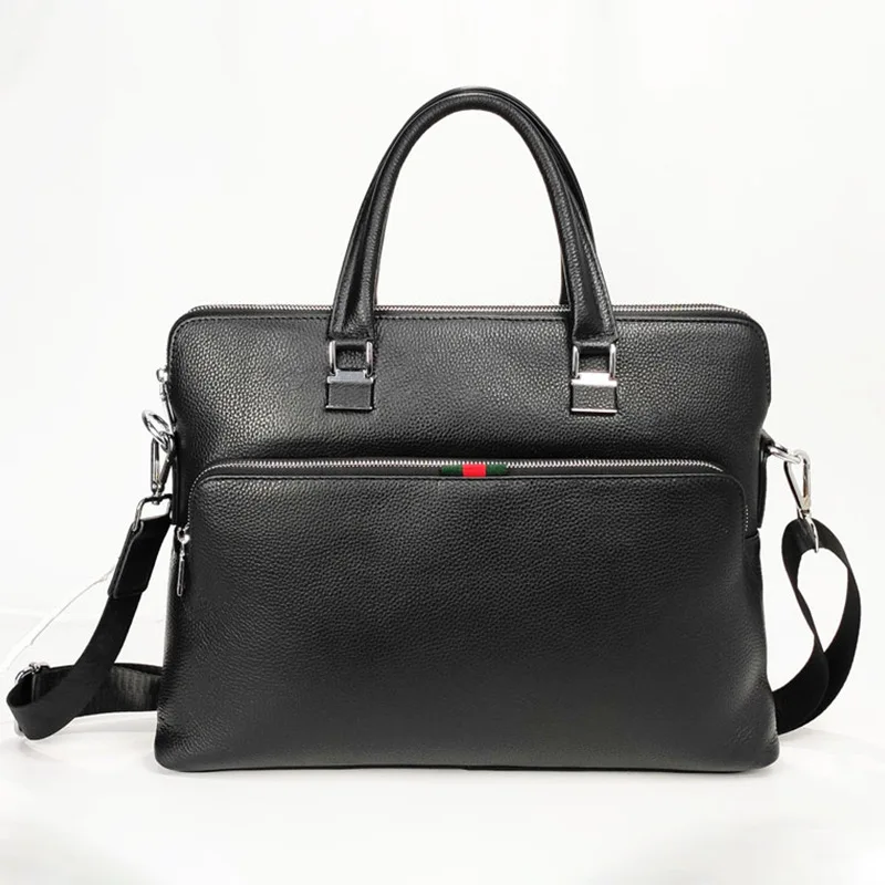 2021 Luxury 100% Cow Genuine Leather Business Men's Briefcase Male Shoulder Bag Real Leather Men Messenger Bag Tote Computer Bag