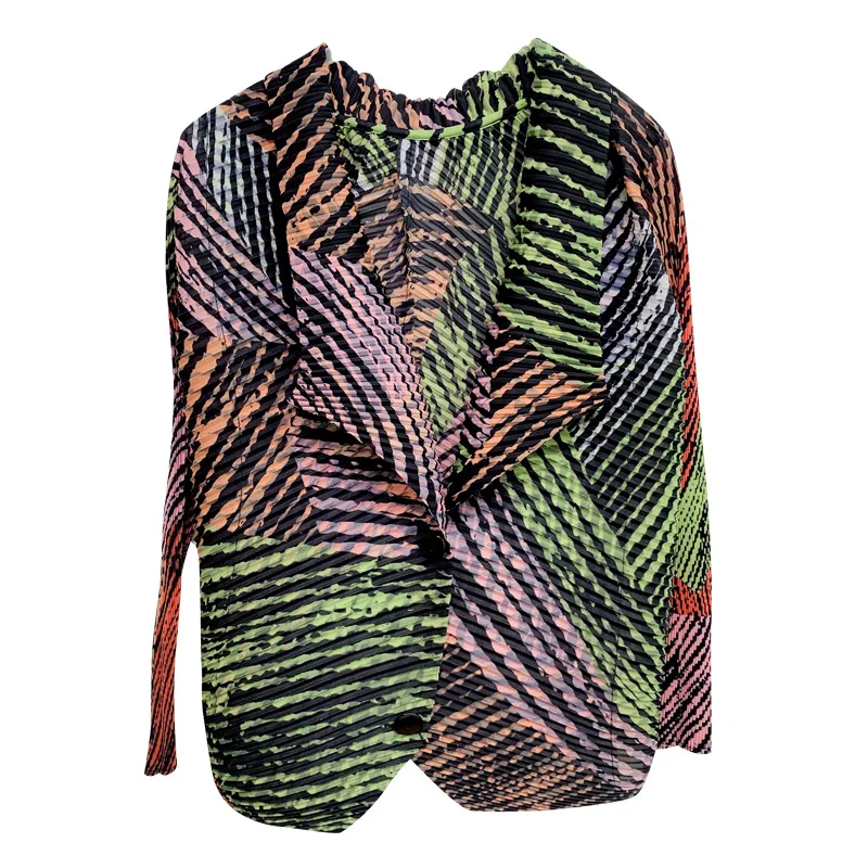 

Pleated Shirt 2021 Spring And Autumn New Women's Long Sleeve Printed Blouse Female Button Shirts Fashion Tide E158