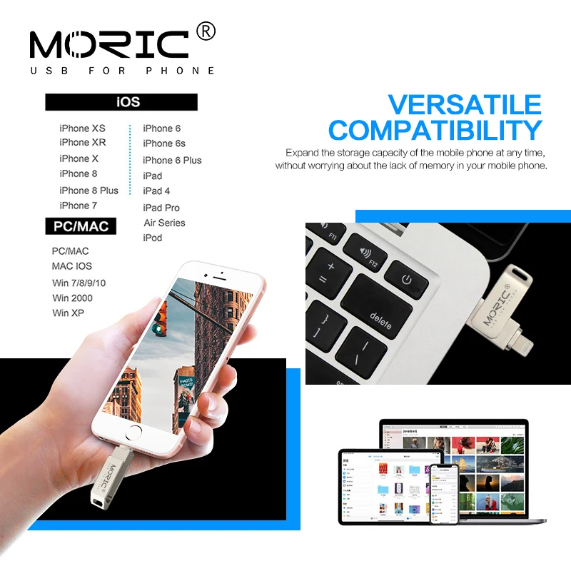 Металлический USB флеш накопитель 128 ГБ OTG 32 64 8/7 флэш диск для iPhone X/8 Plus/Plus карта
