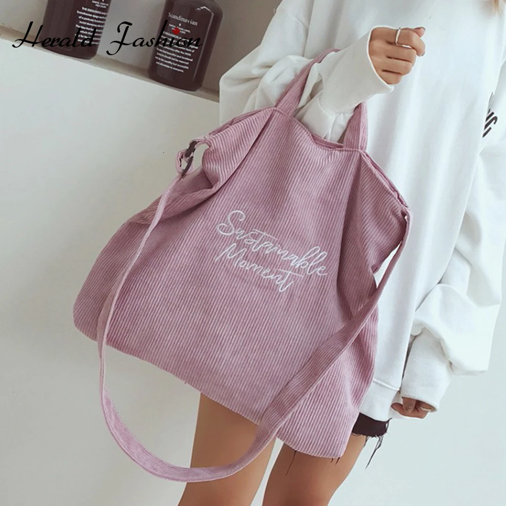 Herald модная Вельветовая Сумка-тоут с надписью Женская Повседневная наплечная