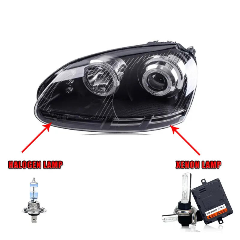 2 шт. автомобильный стиль светодиодный фары для vw Jetta 2006-2011 для Jetta головной фонарь светодиодный DRL объектив двойной луч H7 HID Xenon bi xenon объектив - Цвет: halogen high beam