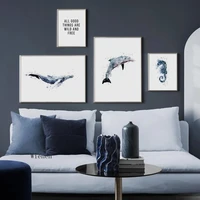 shark dolphin whale seahorse canvas paintings nordic wall art posters and prints wall pictures for living room home decoration