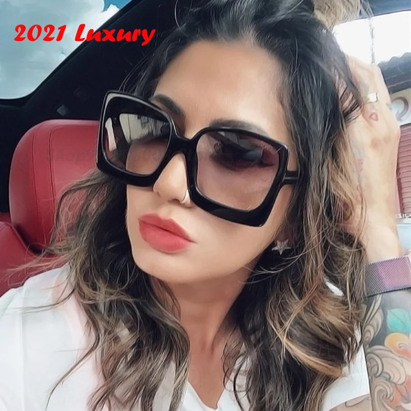 

2021 New Oversized Women Sunglasses Brand Designer Plastic Female Big Frame Gradient Sun Glasses UV400 gafas de sol mujer