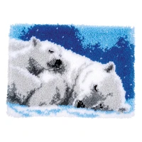 polar bear latch hook kit color printed canvas diy rug carpet needlework sewing crafts for kids adults home decoration