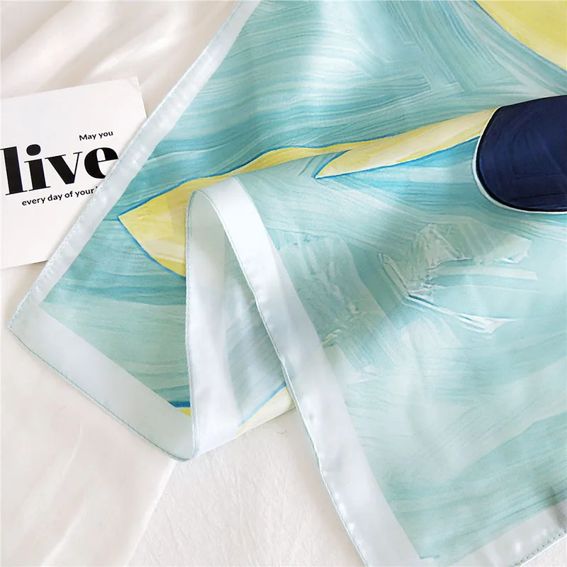 

2021 Painting Thin Small Square Scarf Female Silk Decorative Scarves Shawls and Wraps New Cartoon Printing DIY Hair Tie Bands