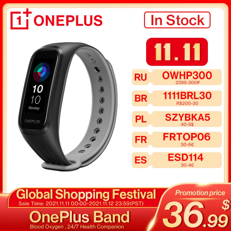 

New OnePlus Band Blood Oxygen Saturation Monitoring 24/7 Health Companion 5ATM / IP68 Water Resistance