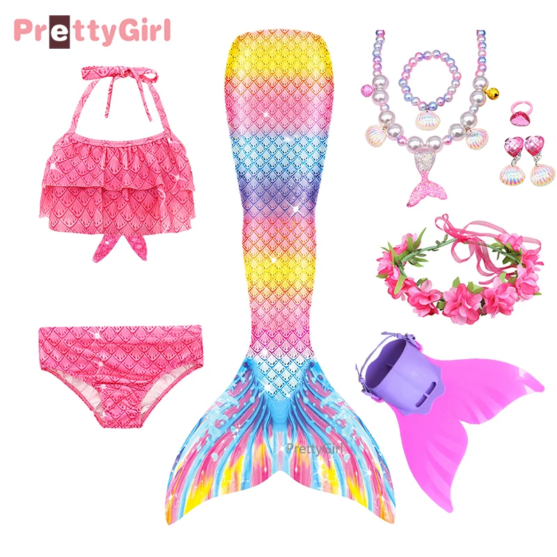 Детский костюм Русалочки купальный бикини с хвостом русалки для девочек косплея