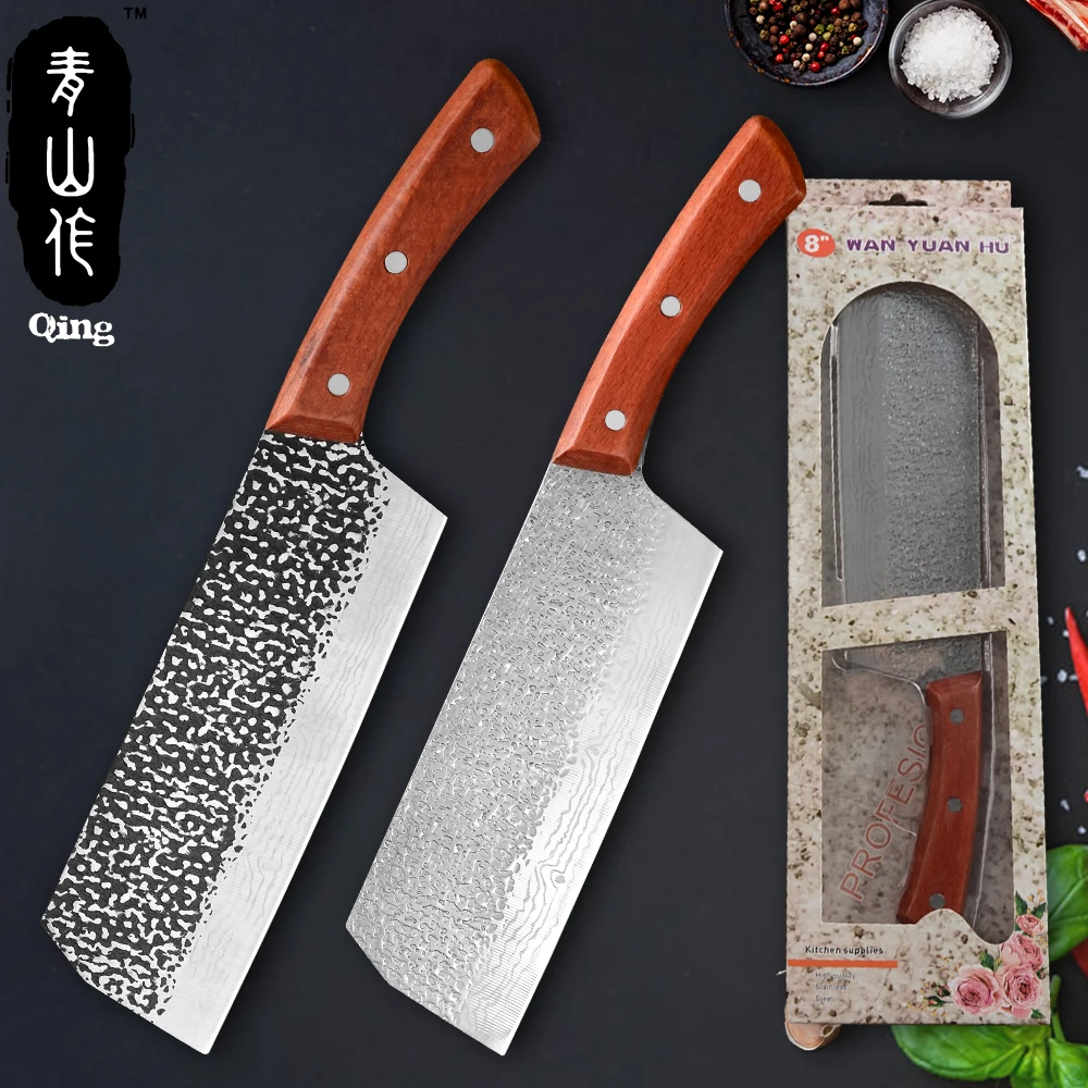 Qing 8 дюймовый Нож для мясника Nakiri кованый нож ручной работы острый кемпинга охоты