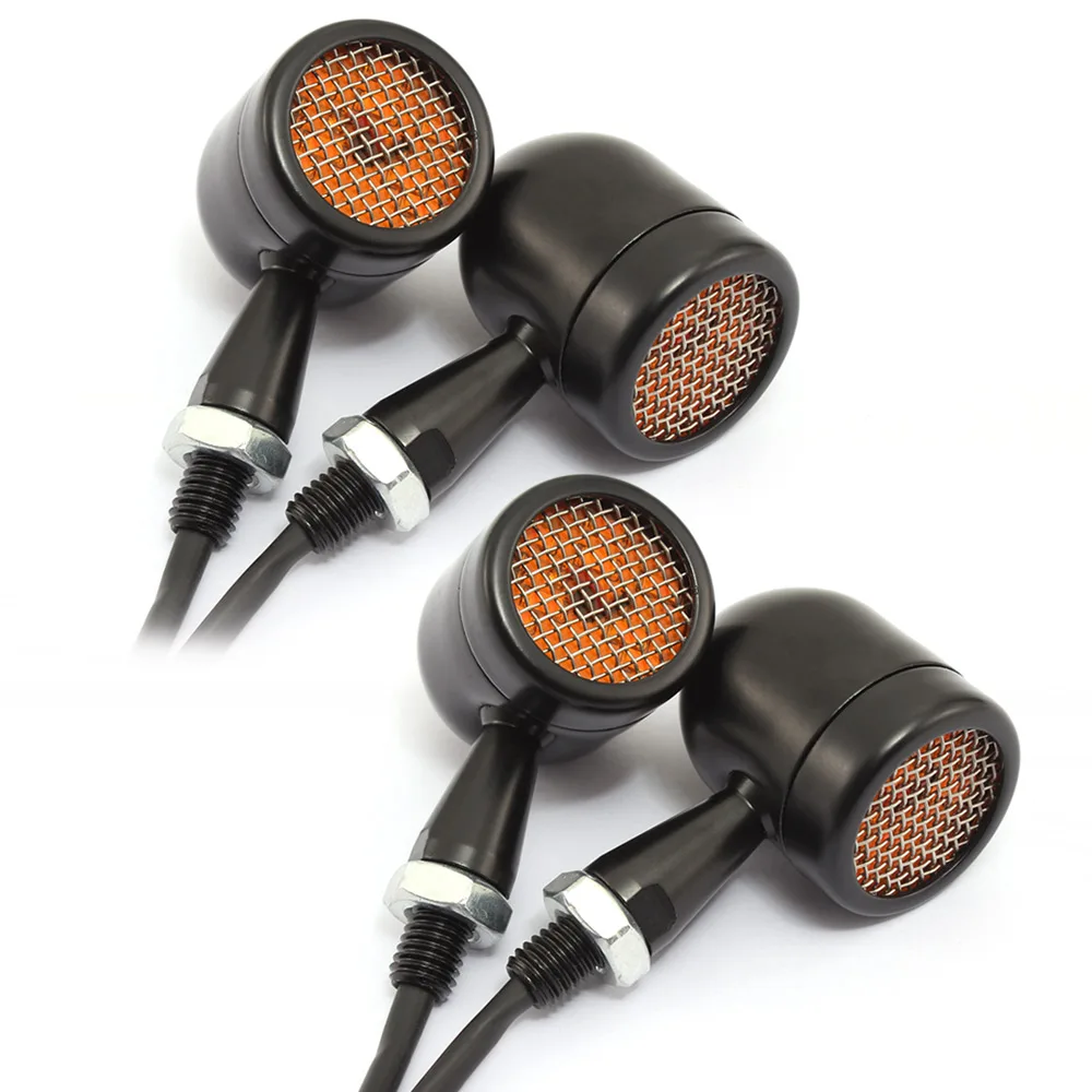 Универсальный 2 пара черные мотоциклетные Ретро Алюминий 12V Индикатор