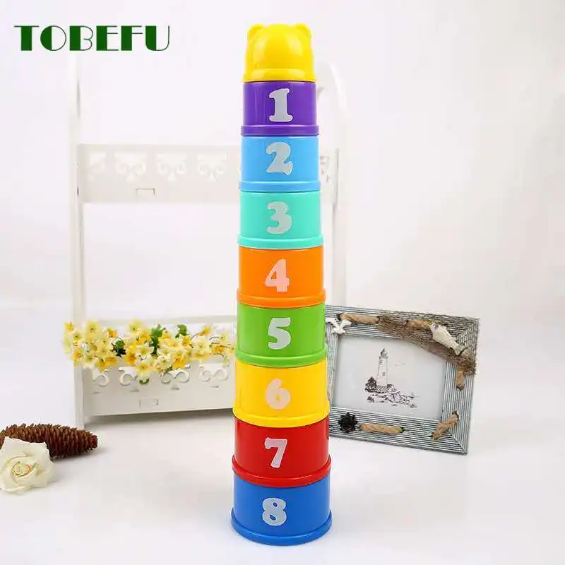 

8pcs Figures Letters Foldind Rainbow Stacking Cup Ring Tower Early Educational Intelligence Alphabet Toys for Children Baby Gift