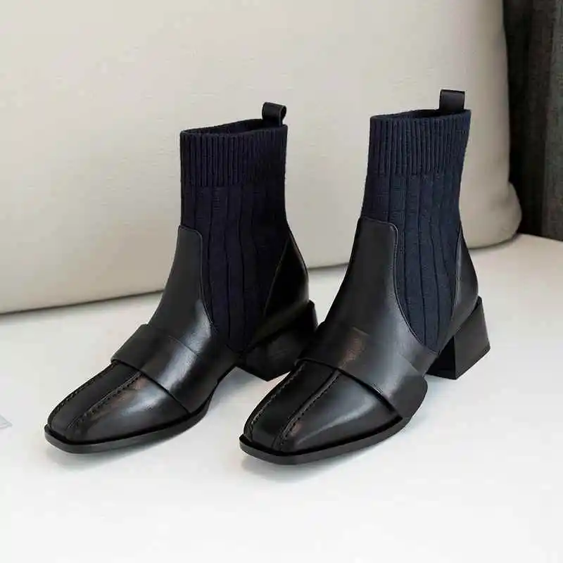 Эластичные вязаные ботильоны Krazing pot теплые зимние уличные ботинки челси из