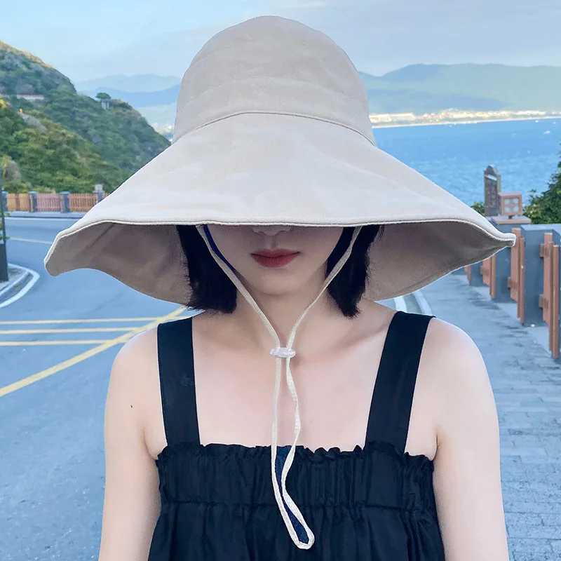 Модная летняя Панама с широкими полями женские двухсторонние корейские шапки